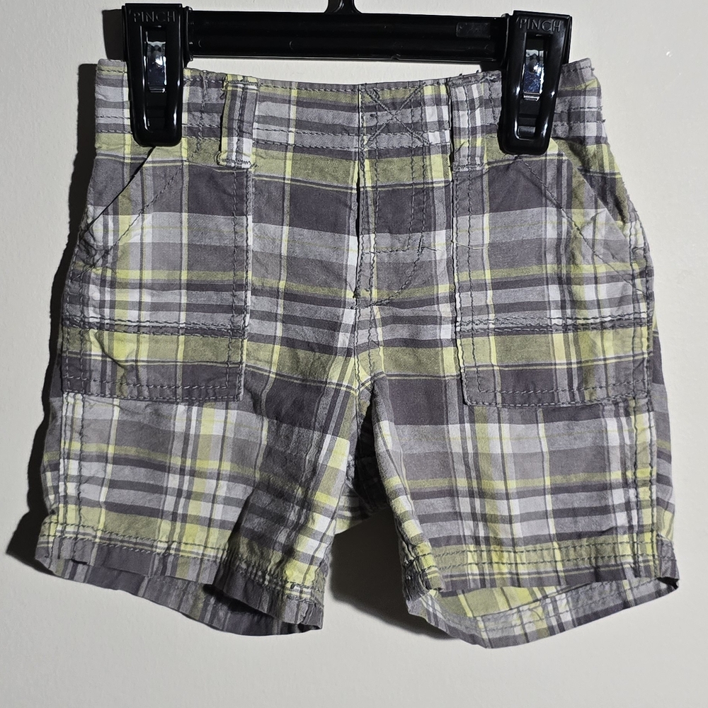 Carter's Gray and Yellow Plaid Cargo Shorts
